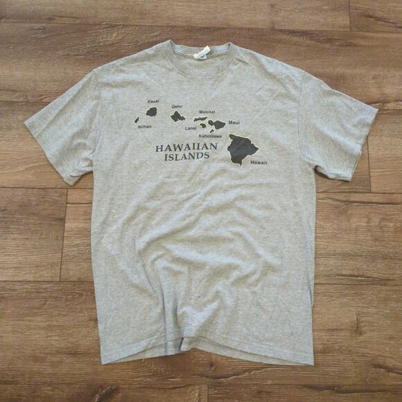 VTG Hawaiian Islands Adult Large Shirt Maui Molokai Kauai Map Surf Skate Y2K - Picture 1 of 7